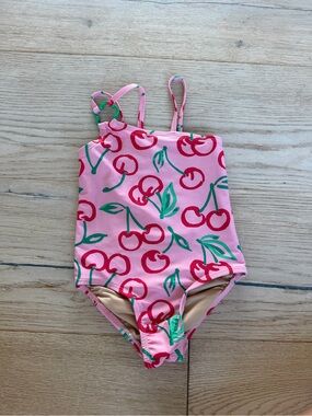 Old navy Pink Cherry Print Girls' One-Piece Swimsuit
